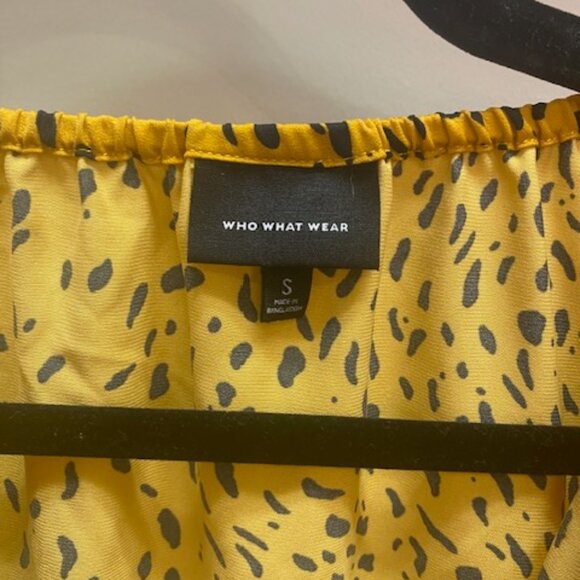 Who What Wear: Gold Animal Print Ruffle Top - Picture 2 of 3